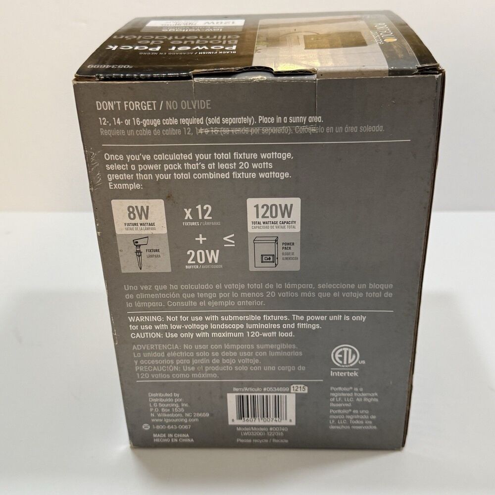 Portfolio 120 Watt 12V Landscape Lighting Low Voltage Transformer Power Pack New - Picture 3 of 9